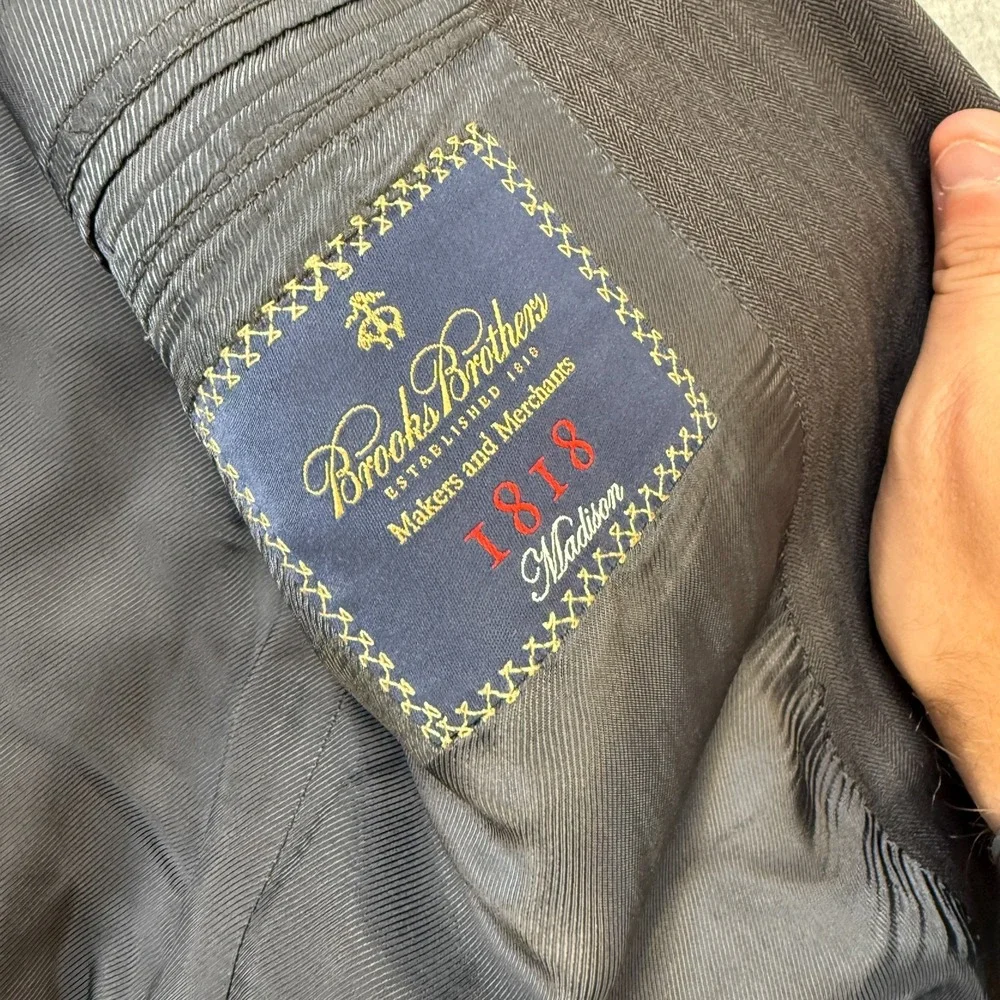 Brooks‎ Brothers Blazer Mens 42R Charcoal Gray Madison Saxxon Wool Suit Jacket